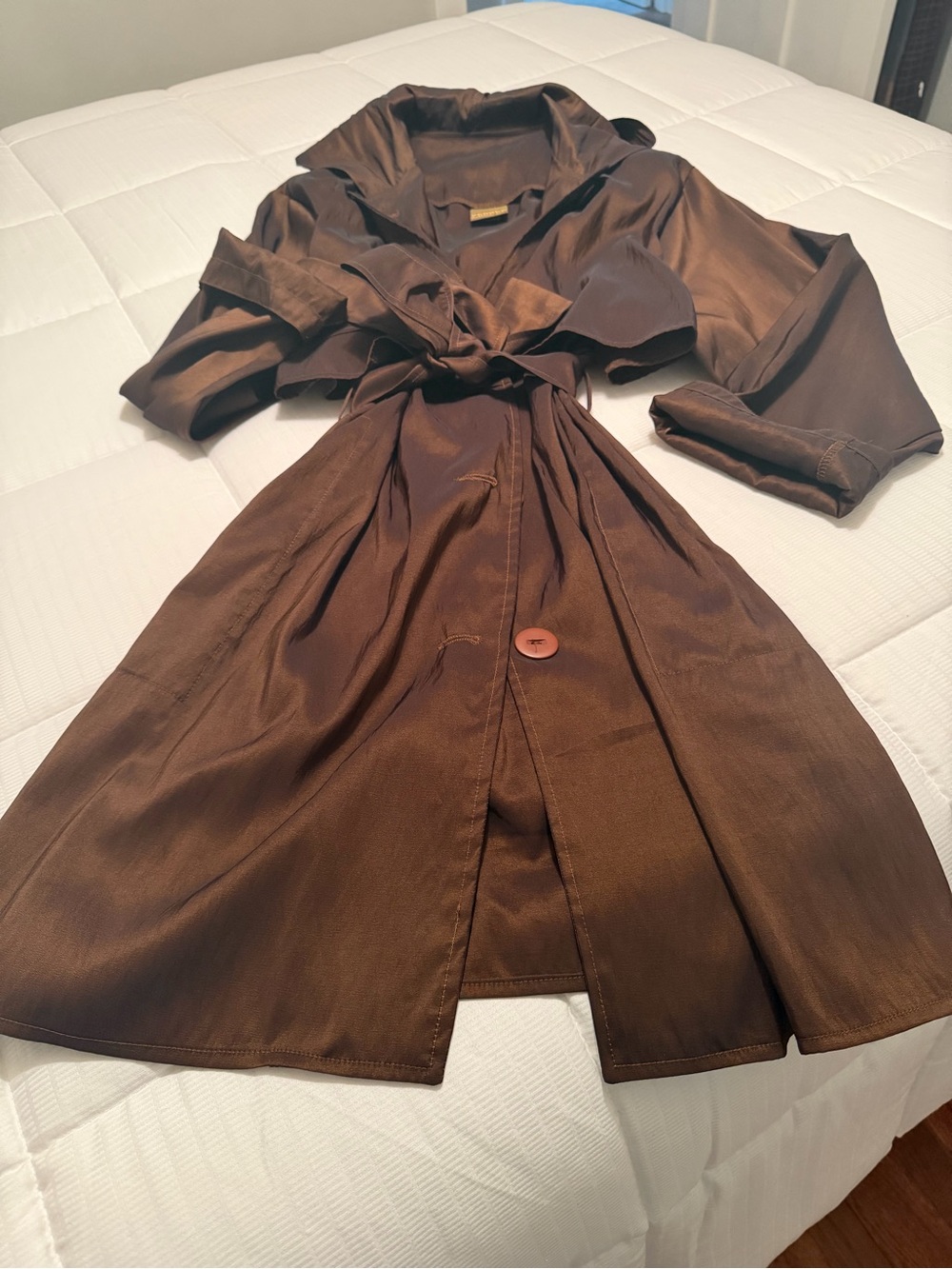 Maralyce Ferree - NWT Brown, Hooded, Caped,  Trench Coat, Belted Tie Waist - XL